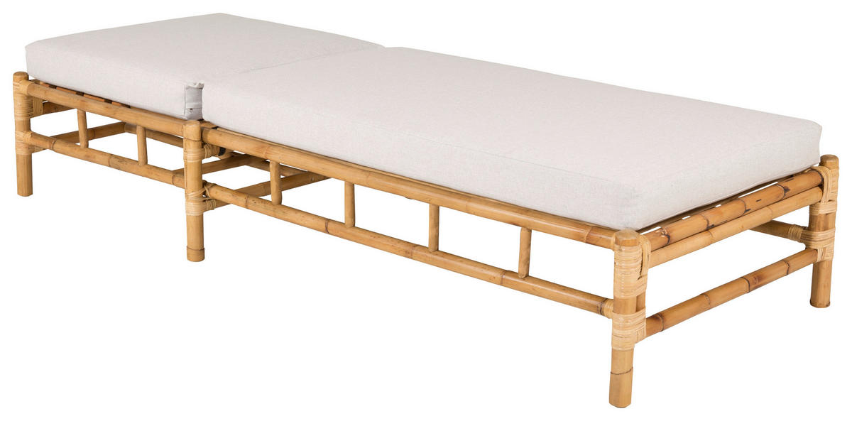 SONNENLIEGE 80/35/210 cm Bambus, Rattan  - Hellbraun/Creme, KONVENTIONELL, Holz/Textil (80/35/210cm) - Gardenson