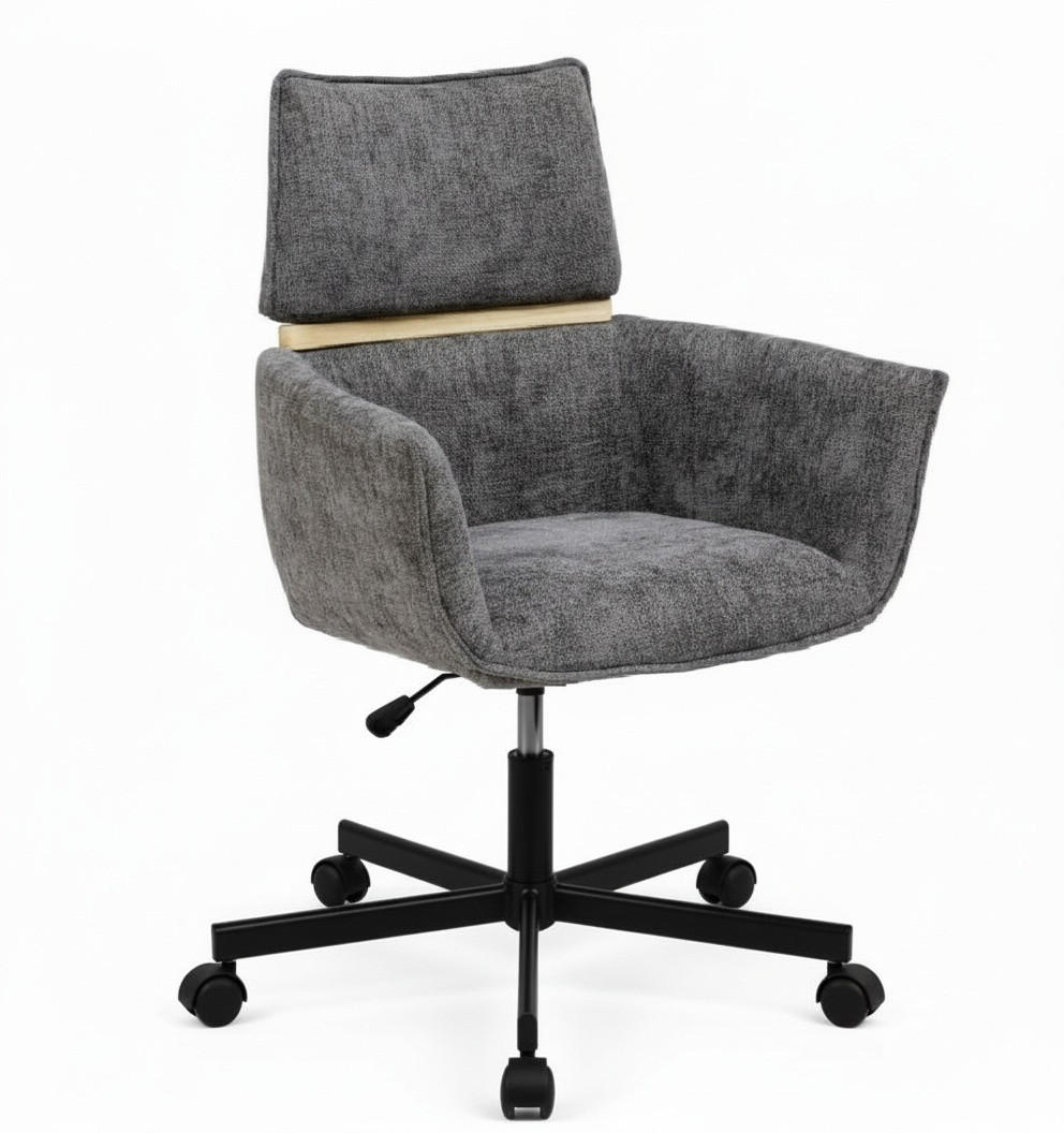 DREHSTUHL Webstoff Dunkelgrau  - Dunkelgrau/Schwarz, MODERN, Holz/Kunststoff (62/86/56cm) - MID.YOU