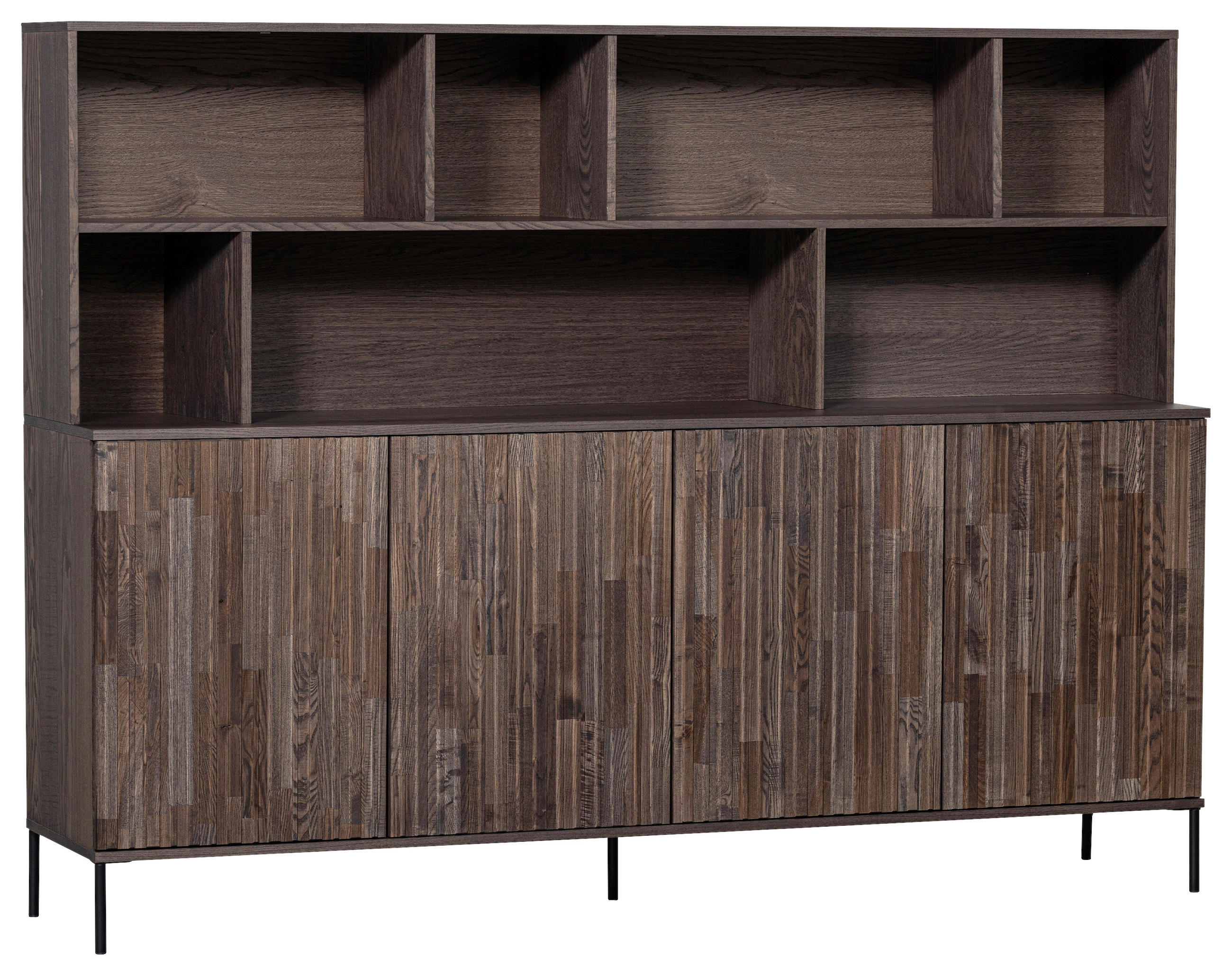 BUFFET 200/150/44 cm  in Schwarz, Dunkelbraun  - Dunkelbraun/Schwarz, Design, Holz/Holzwerkstoff (200/150/44cm) - Ambia Home