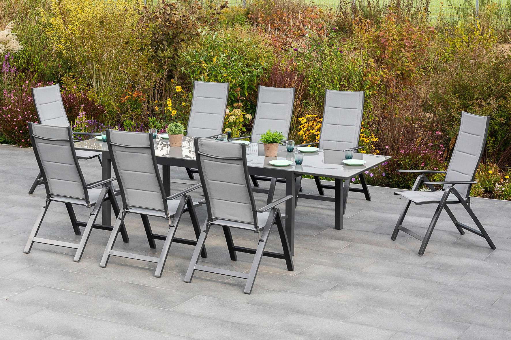 GARTENSET Aluminium  - Graphitfarben/Grau, MODERN, Textil/Metall - Gardenson