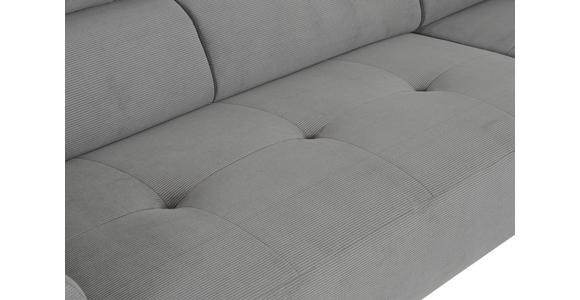 ECKSOFA Grau Feincord - Schwarz/Grau, Design, Textil/Metall (280/205cm) - Xora