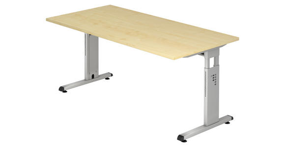 SCHREIBTISCH 160/80/65-85 cm  in Ahornfarben  - Silberfarben/Ahornfarben, KONVENTIONELL, Holzwerkstoff/Metall (160/80/65-85cm) - Venda