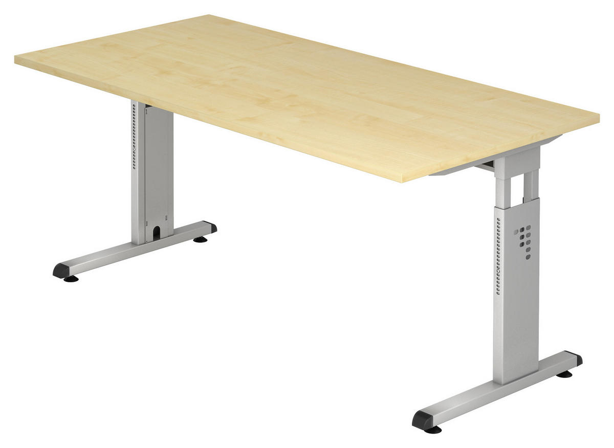 SCHREIBTISCH 160/80/65-85 cm  in Ahornfarben  - Silberfarben/Ahornfarben, KONVENTIONELL, Holzwerkstoff/Metall (160/80/65-85cm) - Venda