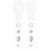 BARNBESTICK 2 delar  - vit/blå, Trend, plast (13,5cm) - My Baby Lou