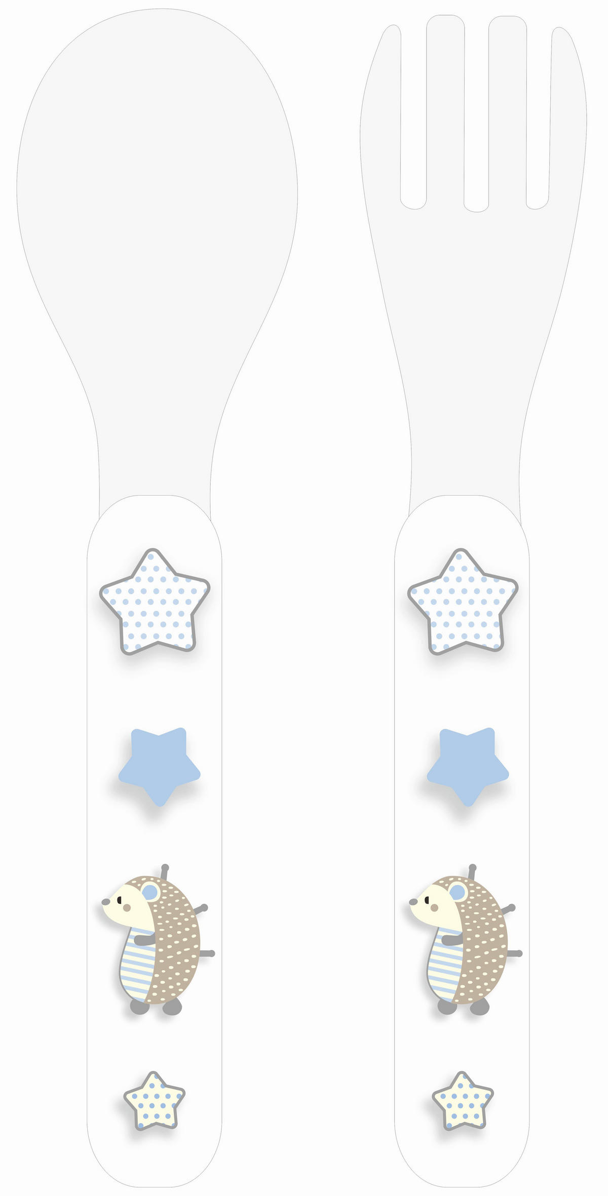 BARNBESTICK 2 delar  - vit/blå, Trend, plast (13,5cm) - My Baby Lou