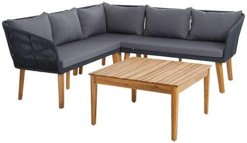 TERASOVÁ SEDACÍ SOUPRAVA dřevo, kov, textil - antracitová/barvy akácie, Moderní, kov/dřevo (199/199cm) - Ambia Garden