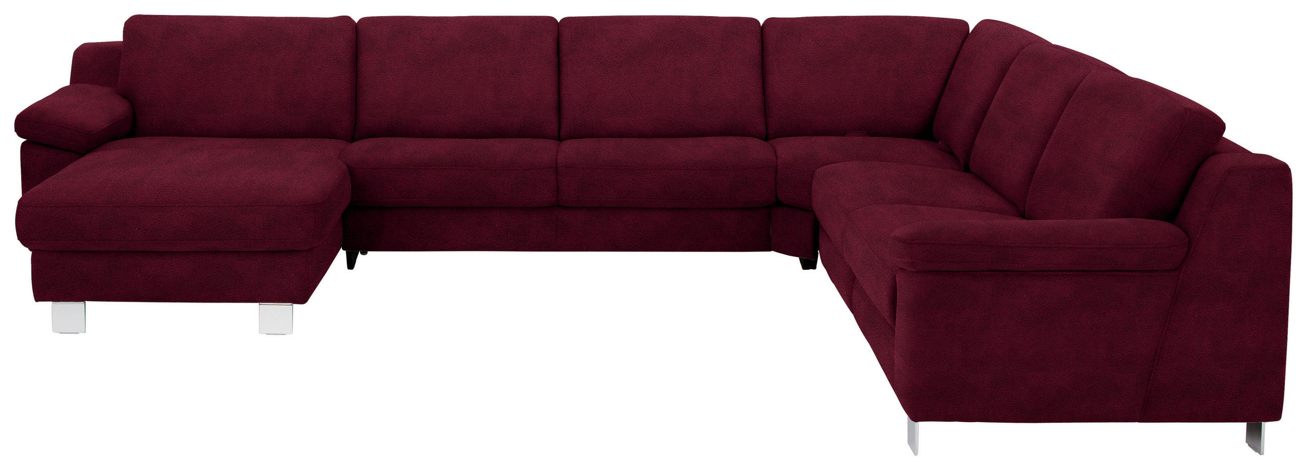 WOHNLANDSCHAFT in Mikrofaser Bordeaux  - Chromfarben/Bordeaux, Design, Textil/Metall (166/364/278cm) - Valdera