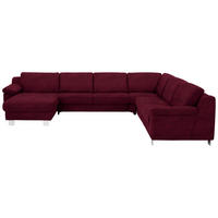 WOHNLANDSCHAFT in Mikrofaser Bordeaux  - Chromfarben/Bordeaux, Design, Textil/Metall (166/364/278cm) - Valdera
