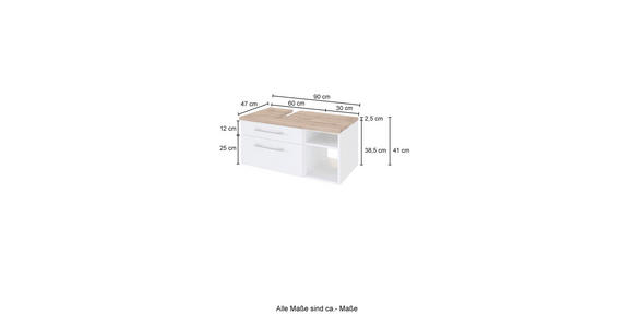 WASCHTISCHUNTERSCHRANK  - Alufarben/Grau, KONVENTIONELL, Holzwerkstoff/Metall (90/41/47cm) - Xora