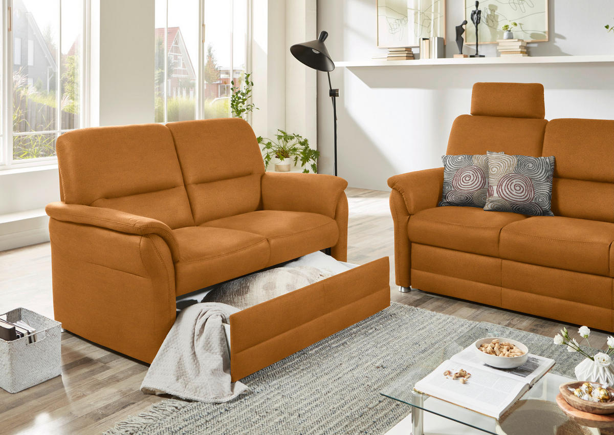 SITZGARNITUR Mikrofaser Currygelb  - Currygelb/Alufarben, KONVENTIONELL, Textil/Metall (192/96/89cm) - Beldomo Comfort