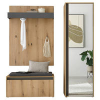 GARDEROBE 4-teilig  in 170/200/40 cm  - Eichefarben/Anthrazit, Design, Holzwerkstoff/Textil (170/200/40cm) - Modante