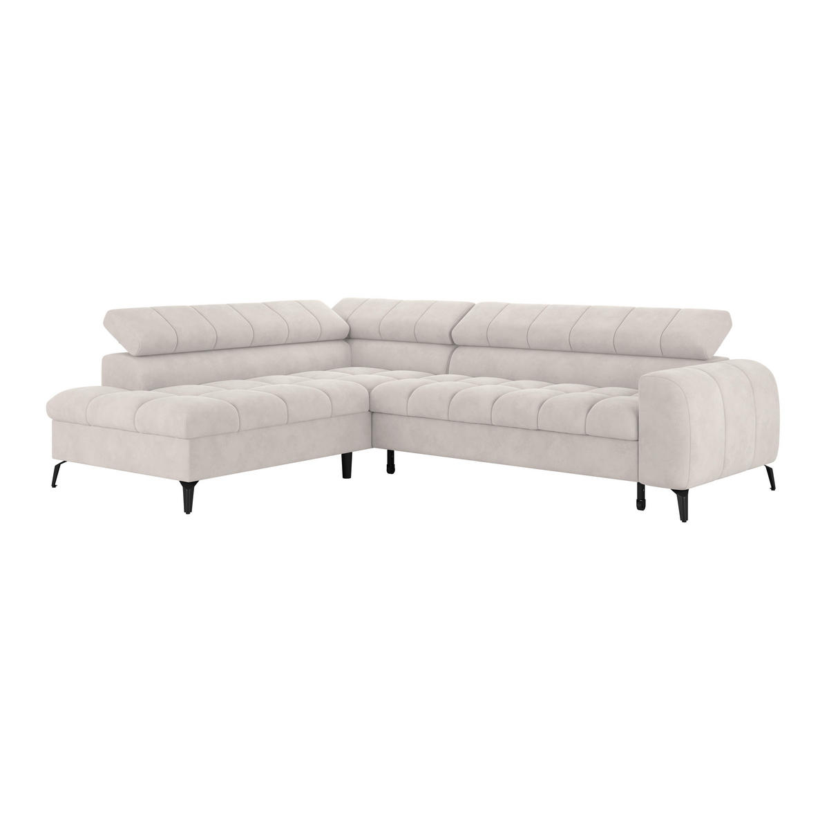 ECKSOFA in Weiss  - Weiss/Schwarz, Trend, Kunststoff/Textil (203/261cm) - Livetastic