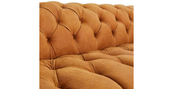 CHESTERFIELD-SOFA Currygelb Echtleder  - Currygelb/Dunkelbraun, LIFESTYLE, Leder/Holz (230/74/101cm) - Landscape