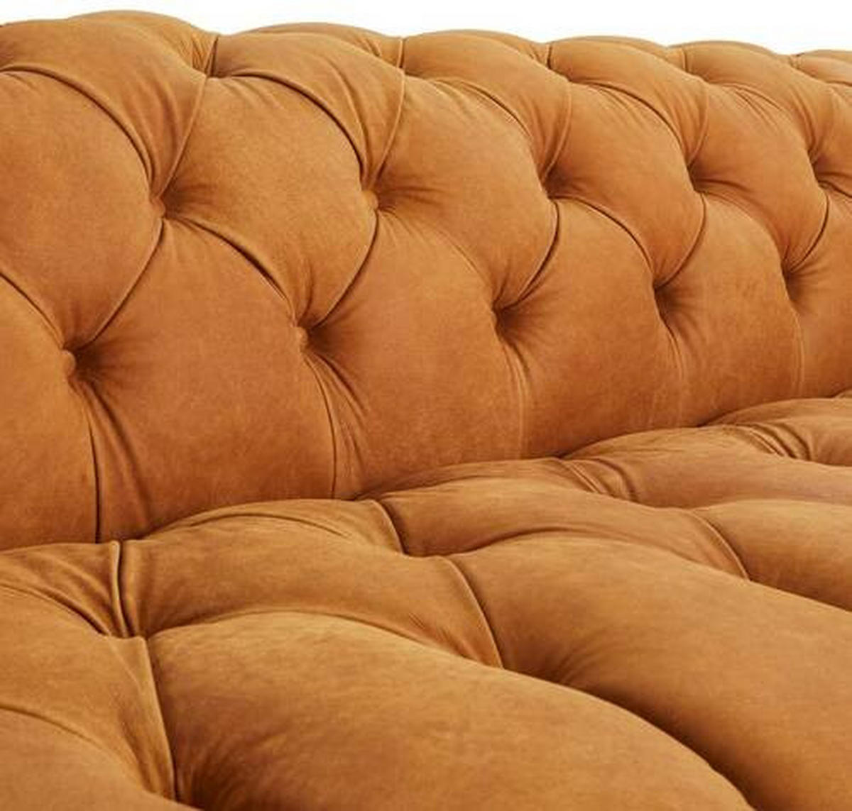 CHESTERFIELD-SOFA in Echtleder Currygelb  - Currygelb/Dunkelbraun, Lifestyle, Leder/Holz (230/74/101cm) - Livetastic