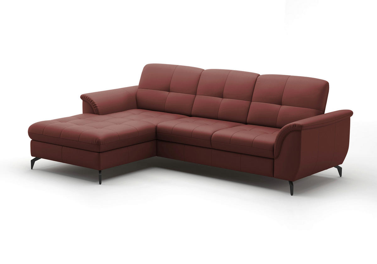 ECKSOFA in Echtleder Rotbraun  164/262 cm  - Rotbraun/Schwarz, MODERN, Leder/Metall (164/262cm) - Sit & More