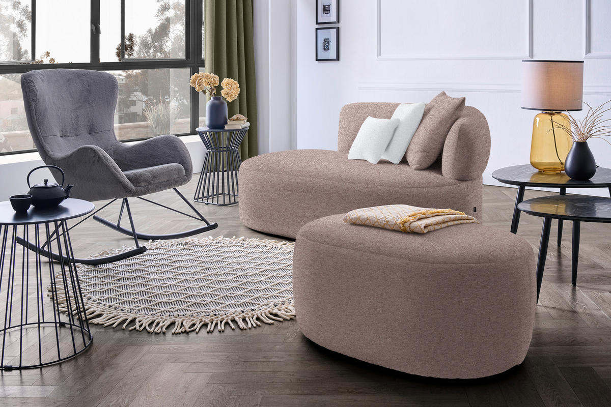 RÉCAMIERE  in Chenille Hellgrau, Rotbraun  - Rotbraun/Hellgrau, MODERN, Kunststoff/Textil (166/86/105cm) - Hom`in