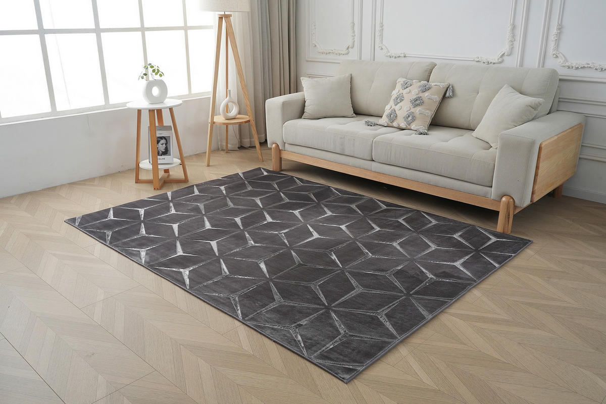LÄUFER 80/150 cm Calma  - Anthrazit, Basics, Textil (80/150cm) - Kayoom