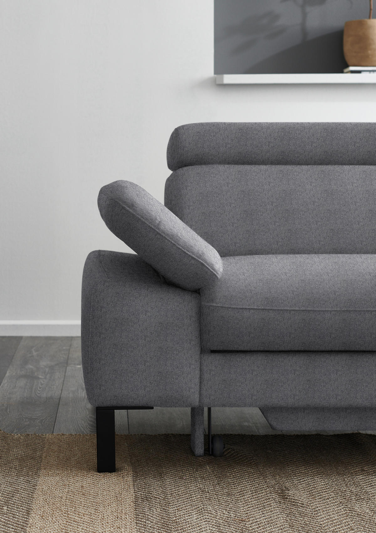 ECKSOFA in Flachgewebe Grau  - Schwarz/Grau, Design, Holzwerkstoff/Textil (272/217cm) - Pure Home Comfort