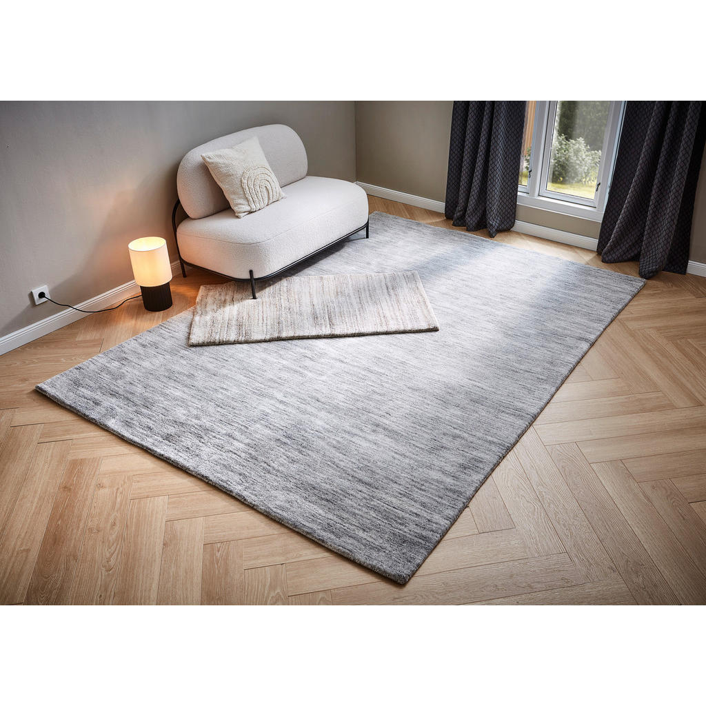 Thumbnail - Cazaris Wollteppich, Silber, Textil, rechteckig, 130x190 cm, Teppiche & Böden, Teppiche, Naturteppiche