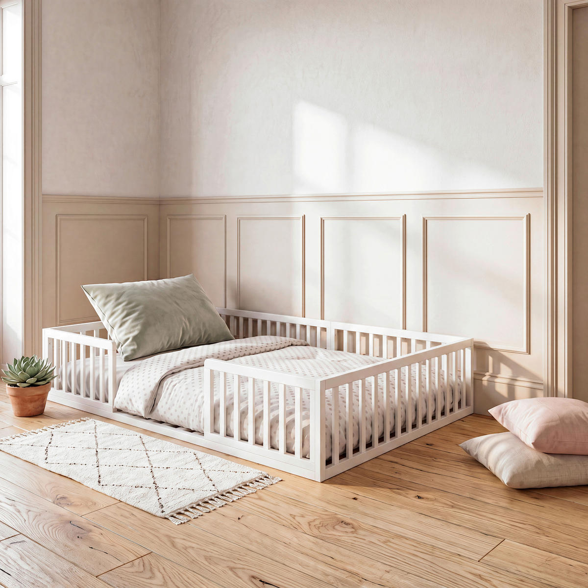 BODENBETT 120/200 cm  in Weiß  - Hellbraun/Kaschmir, Basics, Holzwerkstoff (120/200cm) - Roba
