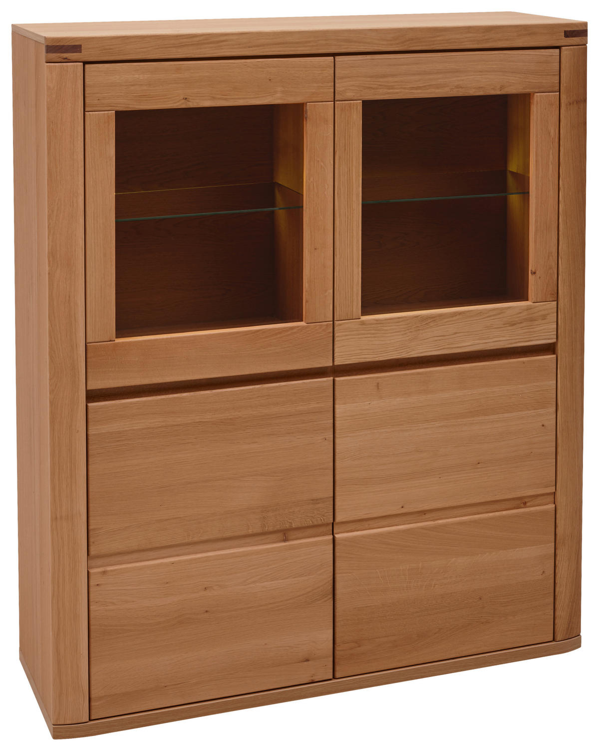 HIGHBOARD Kernbuche  118,4/139,6/37,7 cm  - Kernbuche/Grau, Konventionell, Glas/Holz (118,4/139,6/37,7cm) - Voleo