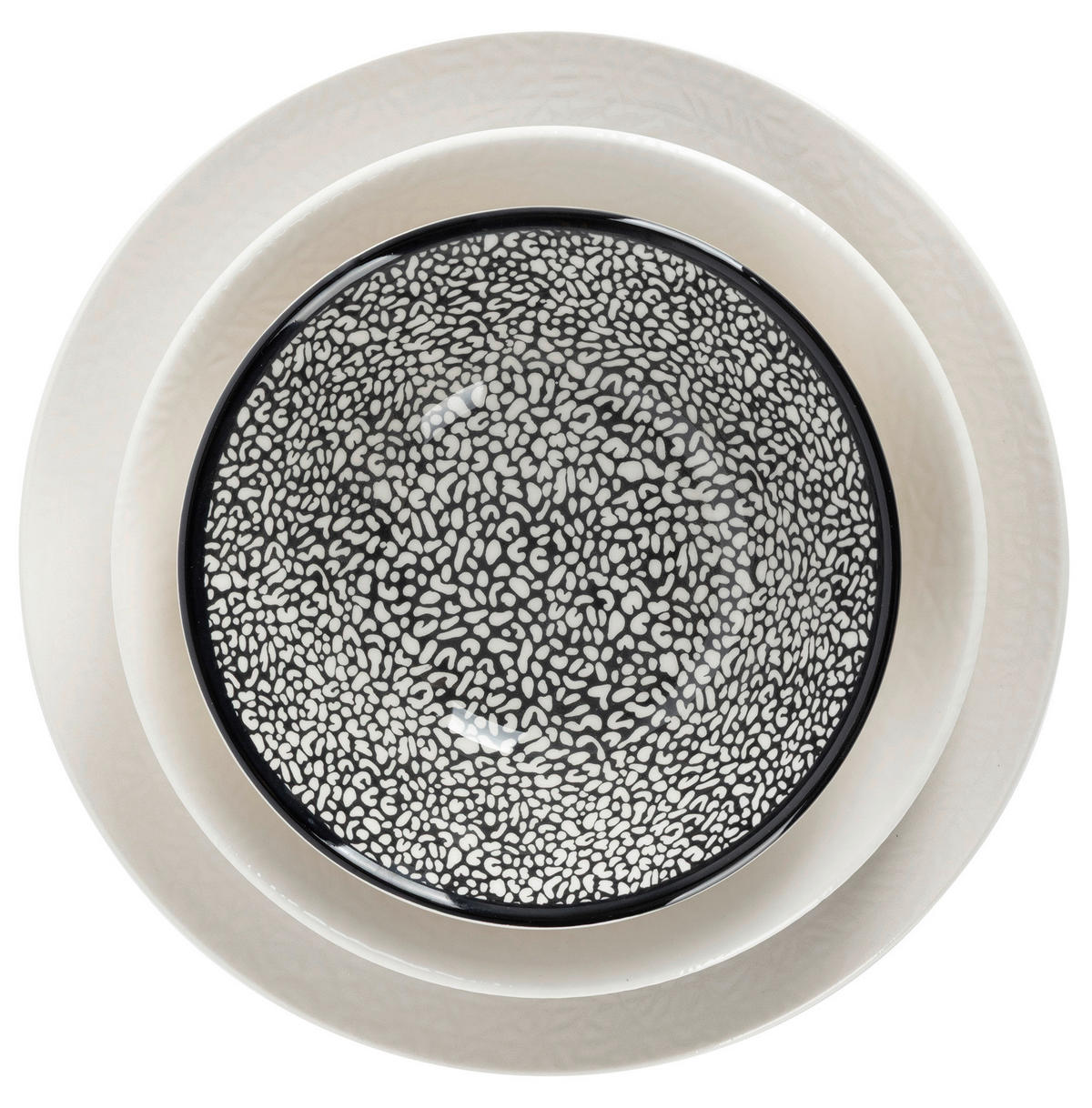 KOMBISERVICE 24-teilig  - Schwarz/Weiß, LIFESTYLE, Keramik - Novel