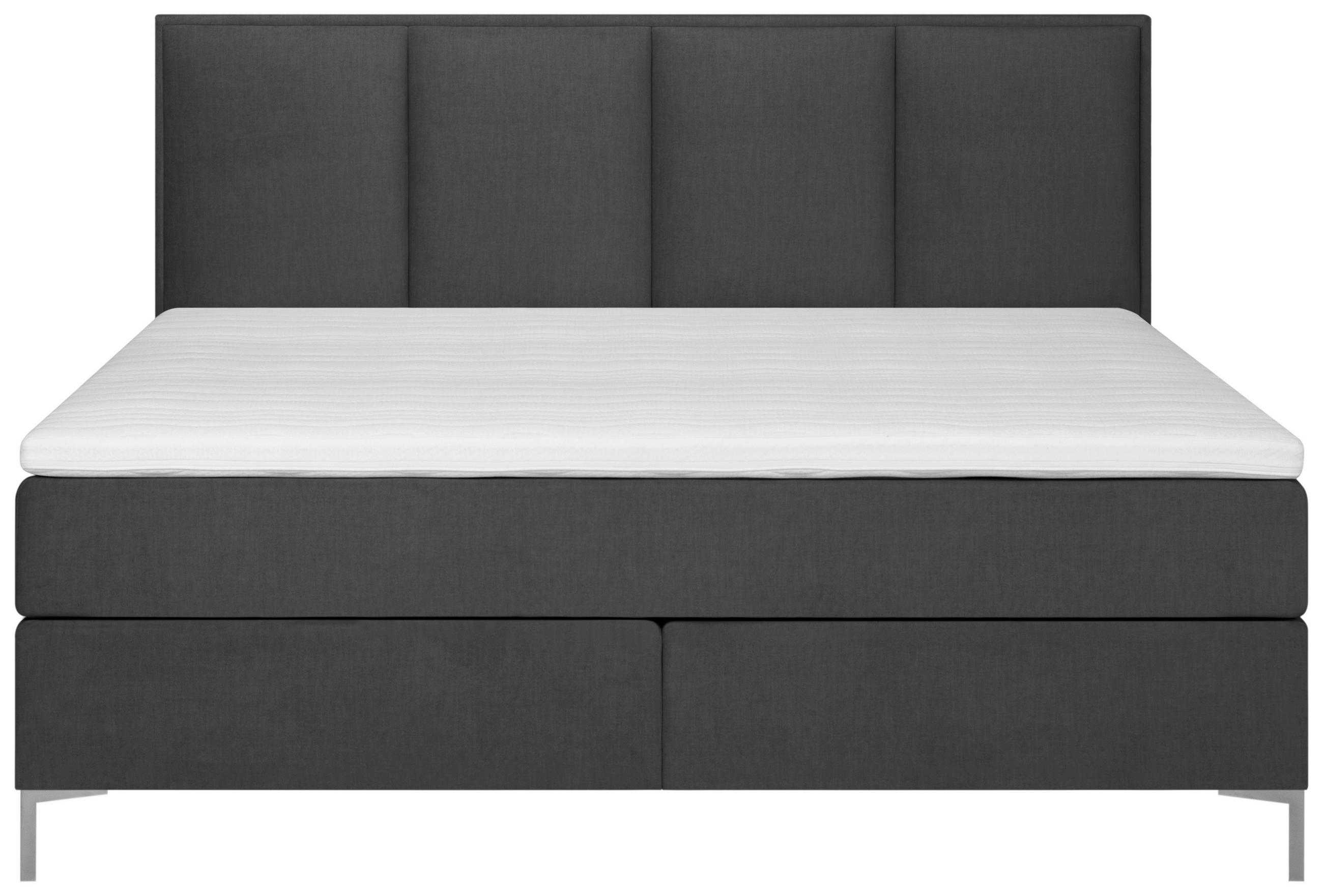 BOXSPRING-ÁGY 160/200 cm  sötétszürke  - alumínium színű/sötétszürke, Modern, textil (160/200cm) - MID.YOU