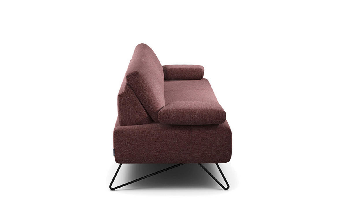 3-SITZER-SOFA Chenille Rot  - Rot/Schwarz, Design, Textil/Metall (234-264/85/86-94cm) - SENSOO