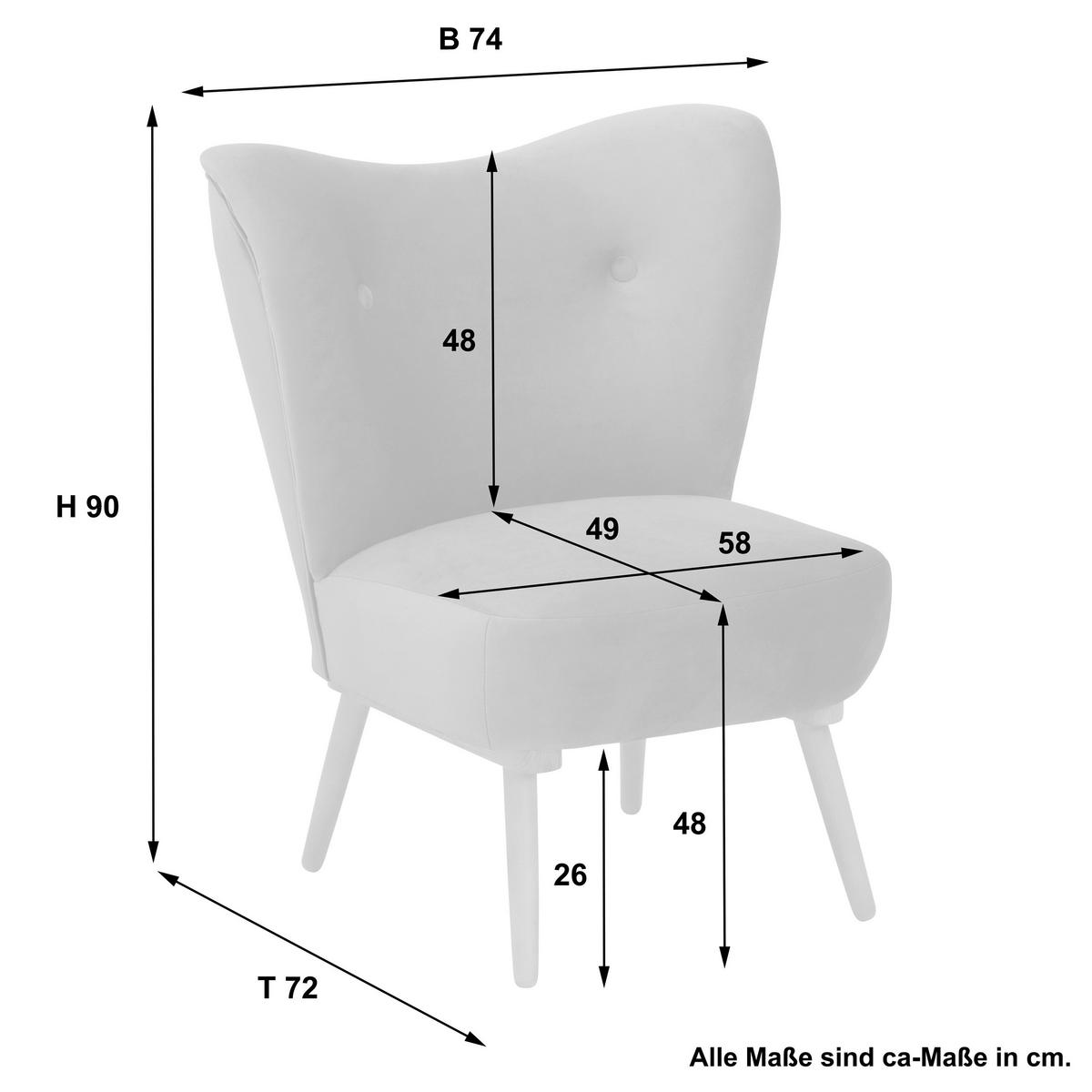 SESSEL in Samt, Velours Rot  - Rot/Erlefarben, Design, Holz/Textil (74/72/90cm) - Max Winzer