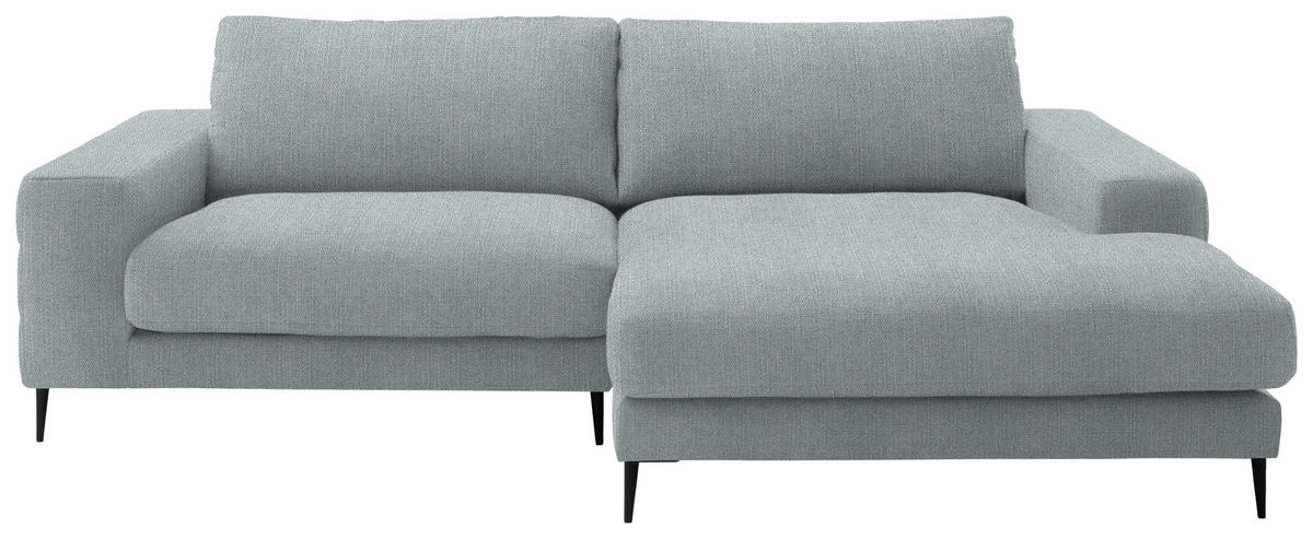 ECKSOFA in Flachgewebe Hellblau  - Schwarz/Hellblau, Design, Textil/Metall (253/177cm) - Dieter Knoll