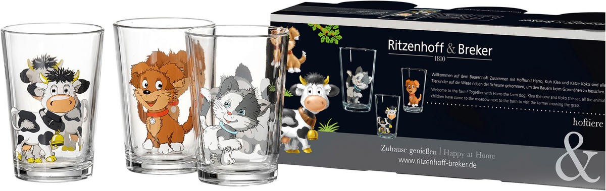 KINDER-GLÄSERSET HOFTIERE  3-teilig  - Klar, KONVENTIONELL, Glas (205ml) - Ritzenhoff Breker