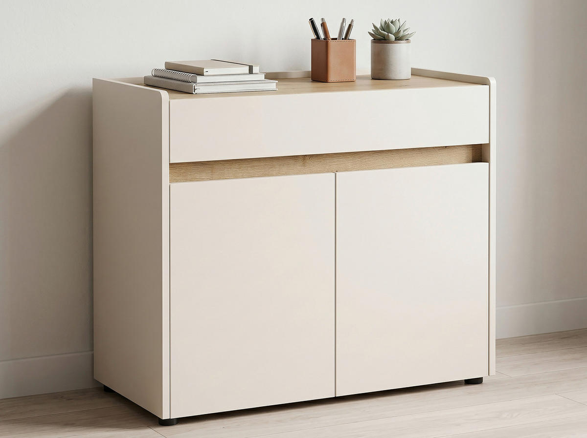 KOMMODE , 80/68/40 cm, 1 Schublade(n)  - Kaschmir/Schwarz, MODERN, Holzwerkstoff/Kunststoff (80/68/40cm) - MID.YOU