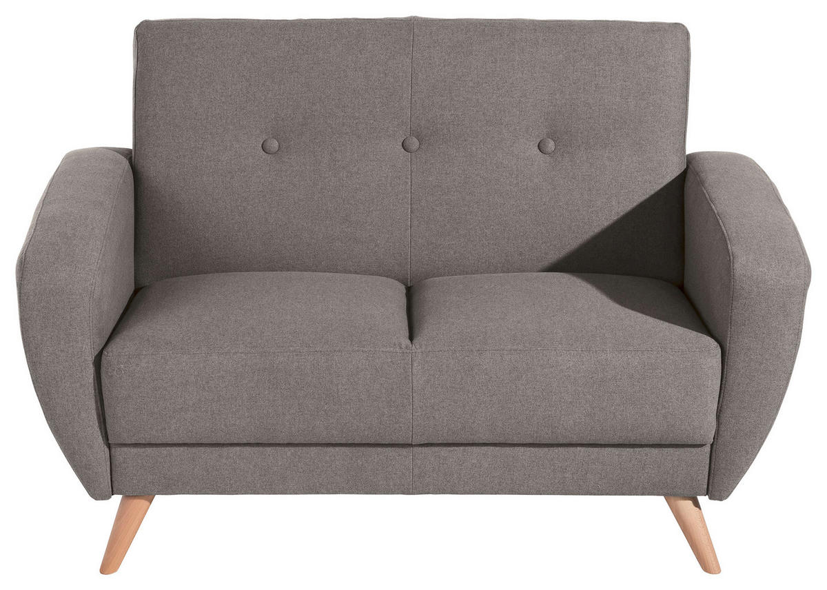2-SITZER-SOFA in Samt, Velours Grau  - Naturfarben/Grau, Design, Holz/Textil (136/85/82cm) - Max Winzer