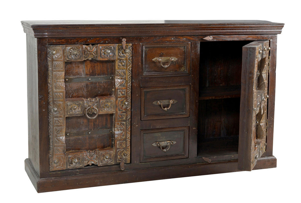 SIDEBOARD  150/90/45 cm 3 Schublade(n)  - Messingfarben/Braun, Design, Holz/Metall (150/90/45cm) - MID.YOU