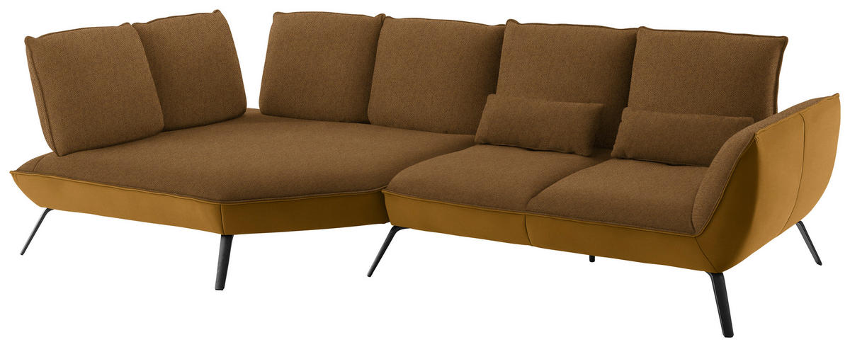 ECKSOFA Goldfarben Flachgewebe  - Goldfarben/Schwarz, Design, Textil/Metall (169/320cm) - Moderano