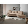 ECKSCHLAFSOFA in Hellbraun Textil   - Hellbraun/Schwarz, Modern, Holz/Textil (242/200cm) - Livetastic