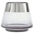 WINDLICHT Grau, Chromfarben 15/13 cm  - Chromfarben/Grau, LIFESTYLE, Glas (15/13cm) - Ambia Home
