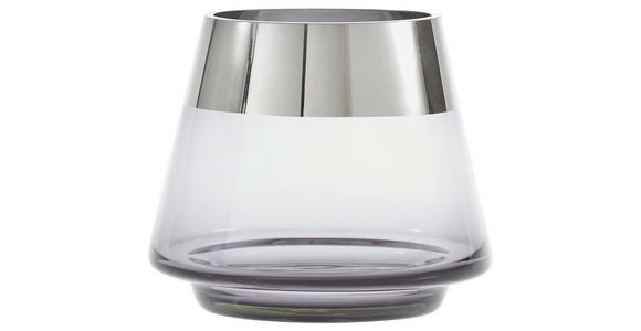 WINDLICHT Grau, Chromfarben 15/13 cm  - Chromfarben/Grau, LIFESTYLE, Glas (15/13cm) - Ambia Home