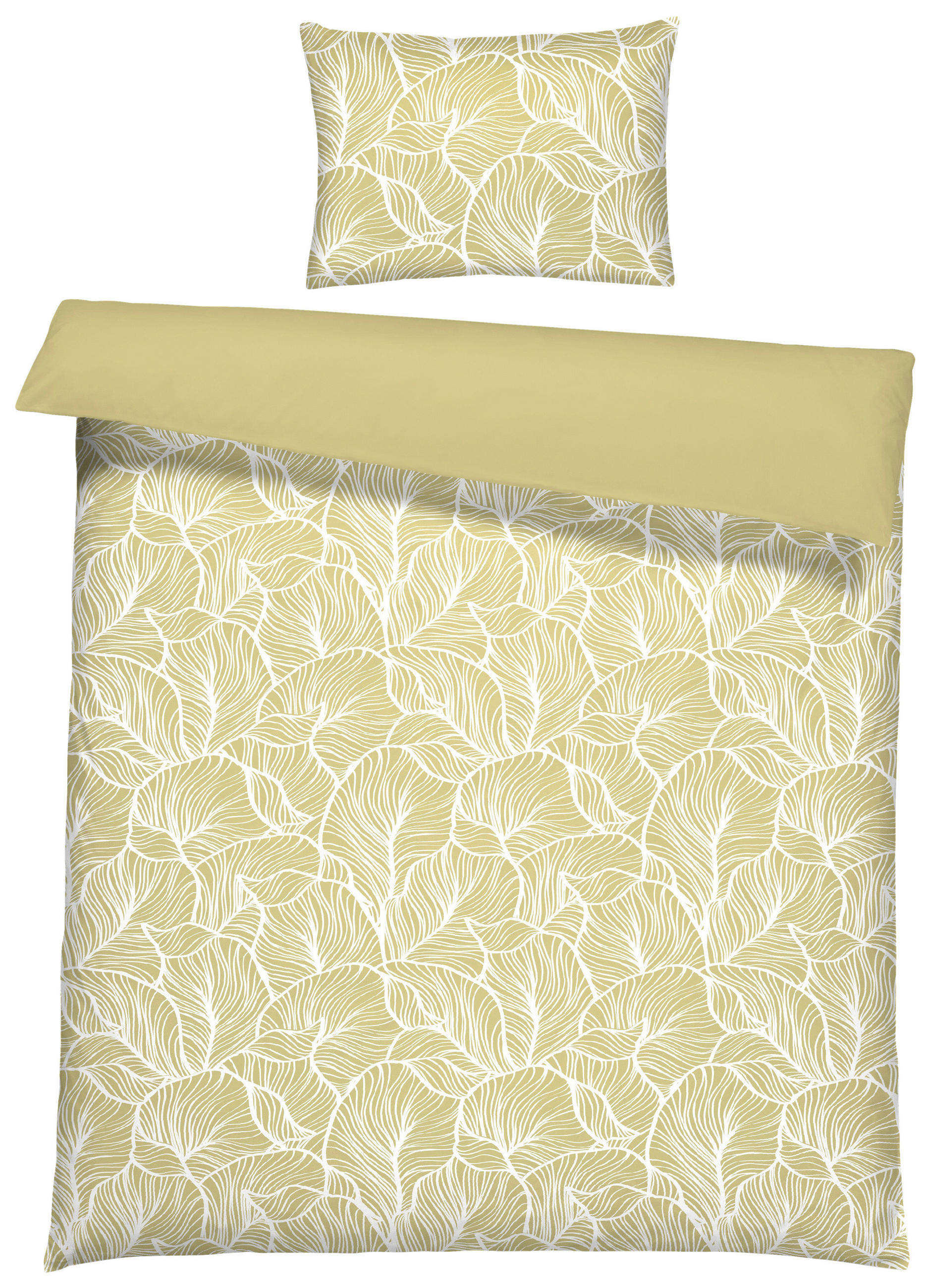 BETTWÄSCHESET Satin 160/210 cm  70 cm/50 cm  - Gelb, Basics, Textil (160/210cm) - Ambiente