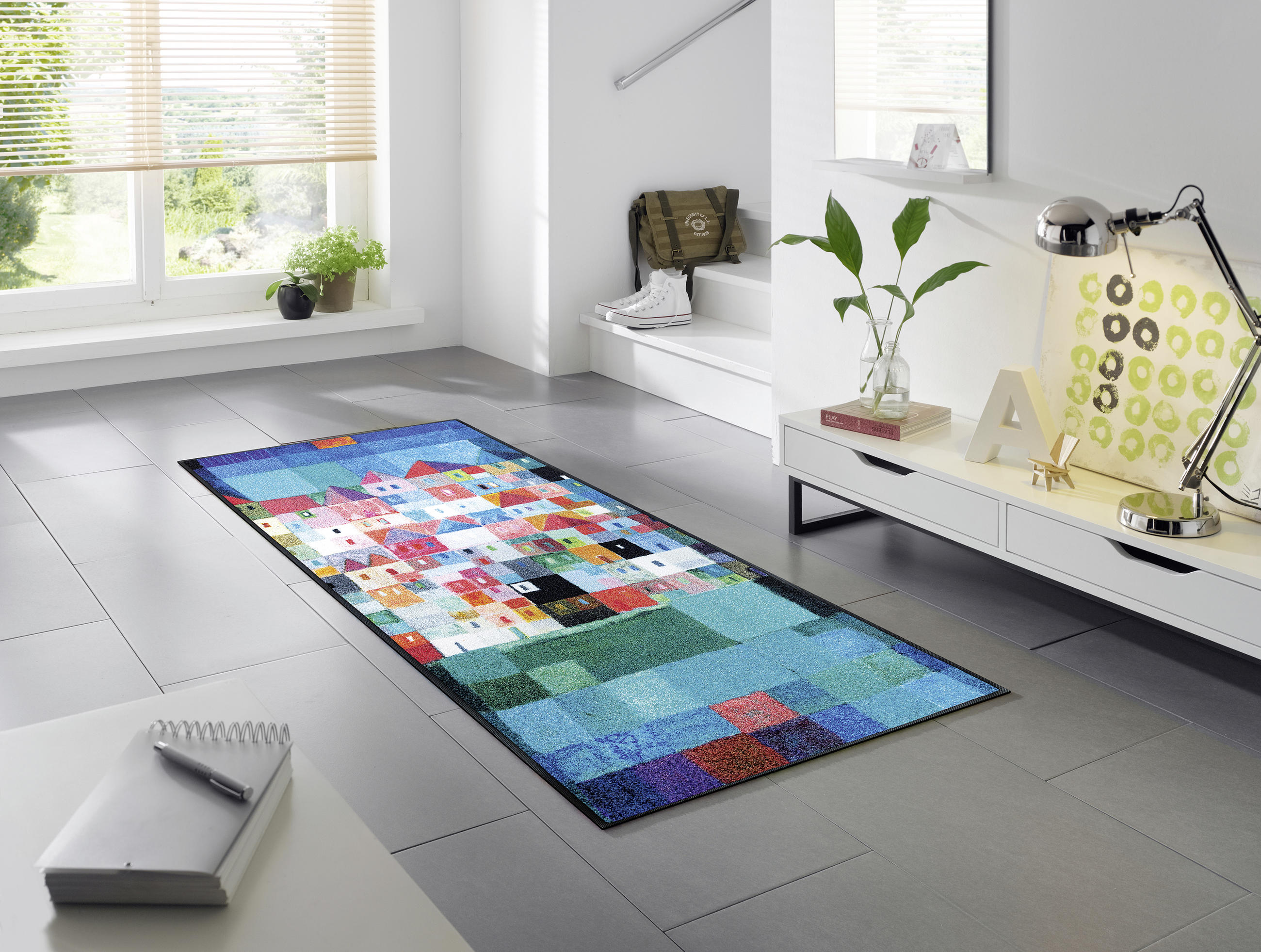 LÄUFER 75/190 cm Colourful Houses  - Multicolor, Trend, Kunststoff (75/190cm) - wash+dry
