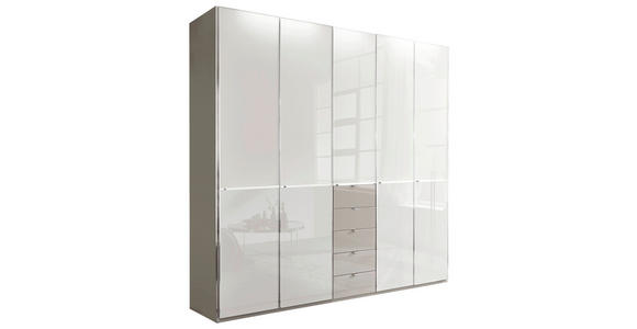 KLEIDERSCHRANK  in Grau, Weiß  - Chromfarben/Weiß, Design, Glas/Holzwerkstoff (250/236/58cm) - Novel