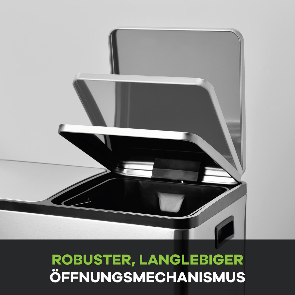 ABFALLEIMER 60 L  - Silberfarben/Schwarz, KONVENTIONELL, Kunststoff/Metall (59/62/36cm) - P & B