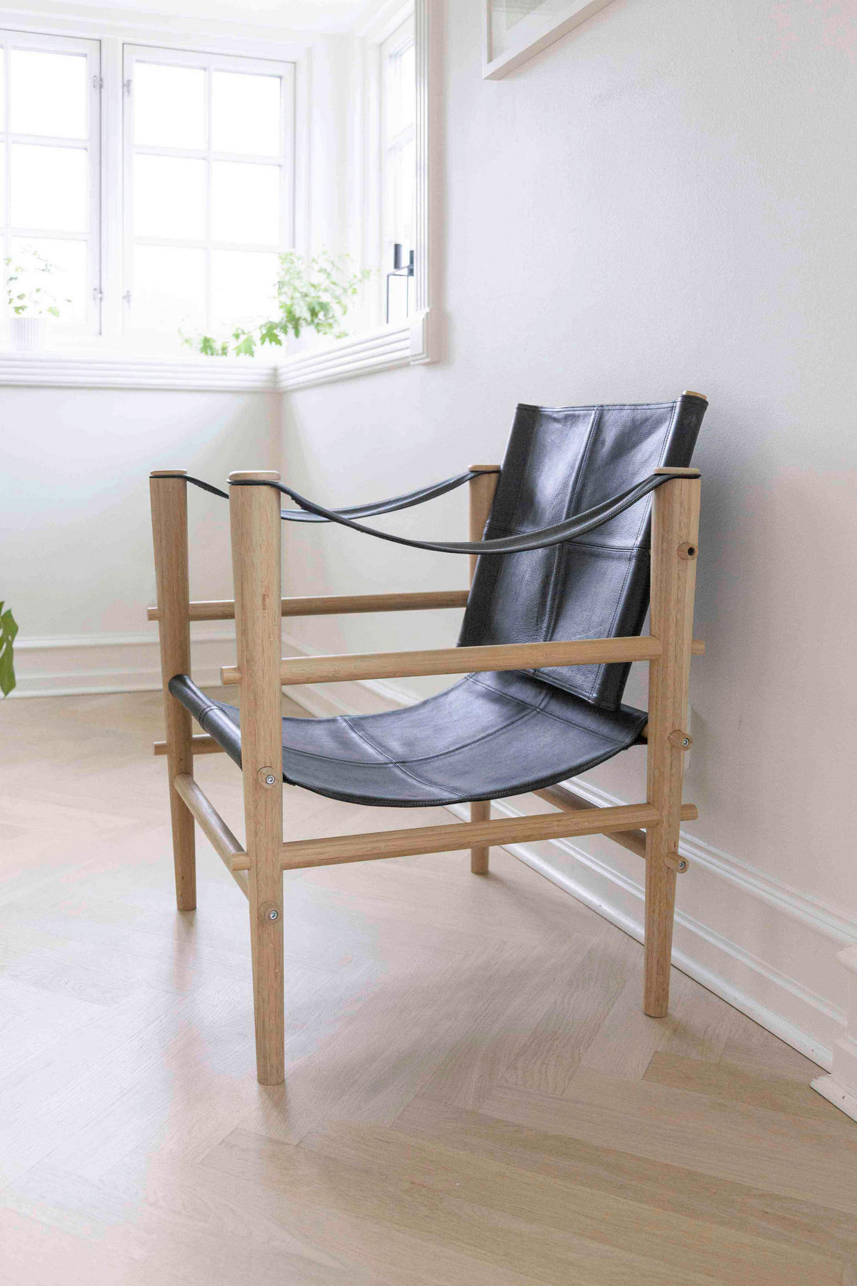 SESSEL 59/79/61 cm  in Echtleder Schwarz  - Schwarz/Naturfarben, ROMANTIK / LANDHAUS, Leder/Holz (59/79/61cm) - MID.YOU