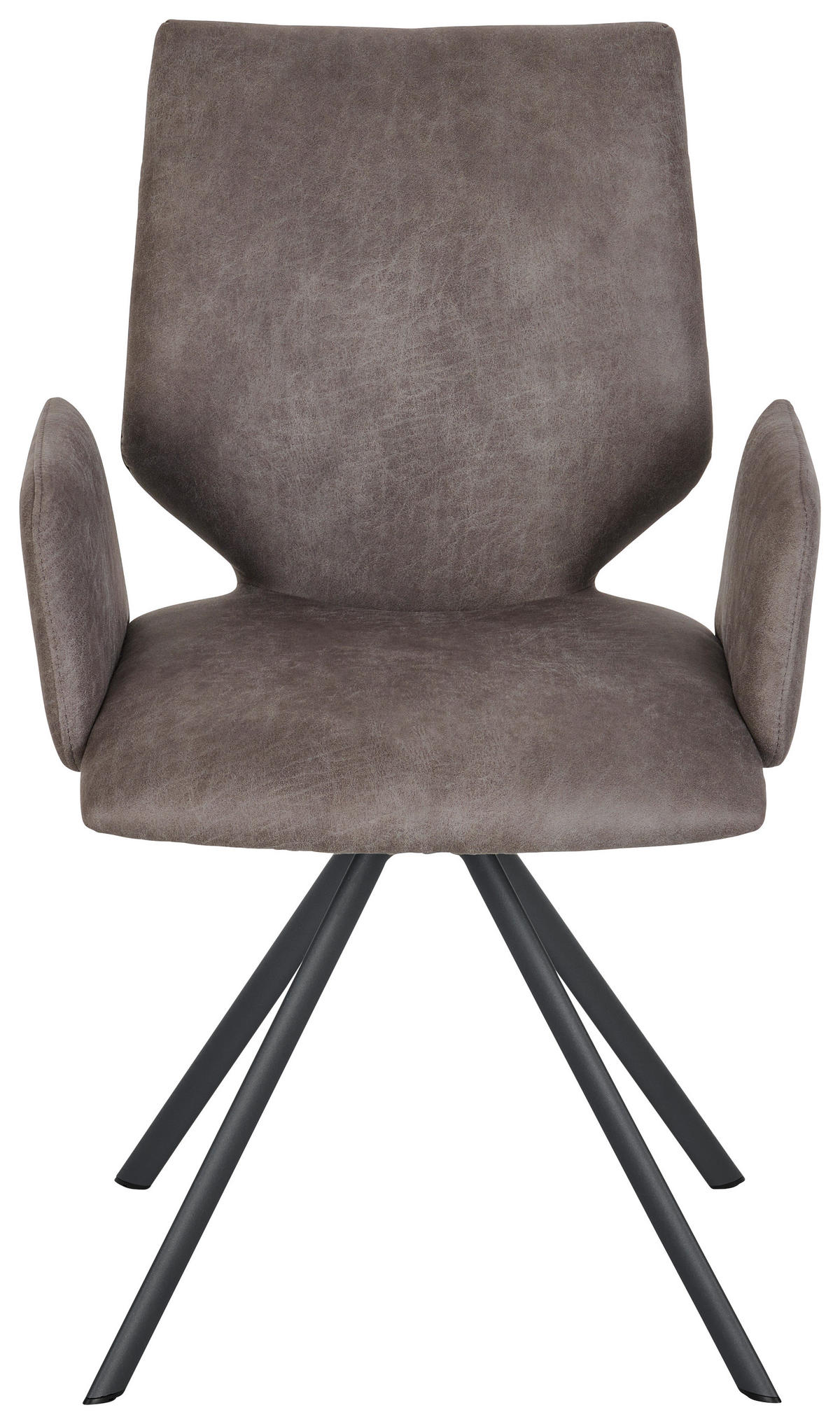 ARMLEHNSTUHL  Lederauswahl, Stoffauswahl, Typenauswahl, inklusive Armlehnen Mikrofaser  - Anthrazit/Graubraun, Design, Textil/Metall (57/92/63cm) - Venjakob