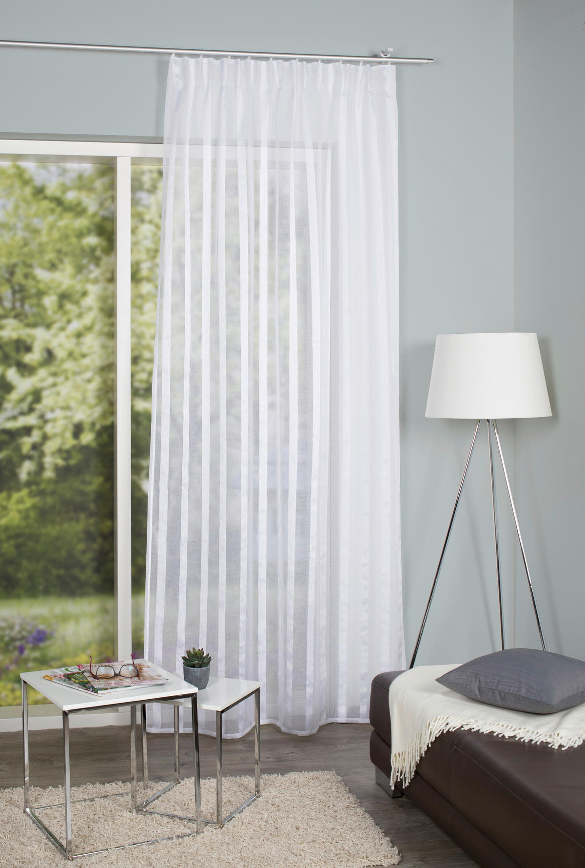 FERTIGVORHANG transparent  - Weiß, Basics, Textil (140/245cm)