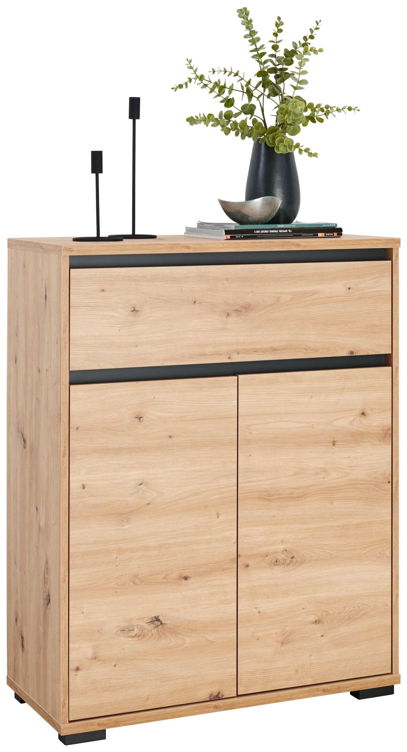 SCHUHSCHRANK Anthrazit, Eiche Artisan  - Anthrazit/Eiche Artisan, MODERN, Holzwerkstoff/Kunststoff (80/102,8/38cm) - Carryhome