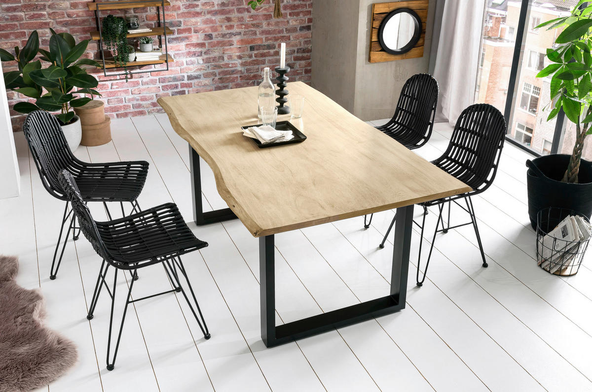 WANDREGAL 61/60/22 cm  - Schwarz/Naturfarben, Design, Holz/Metall (61/60/22cm) - MID.YOU