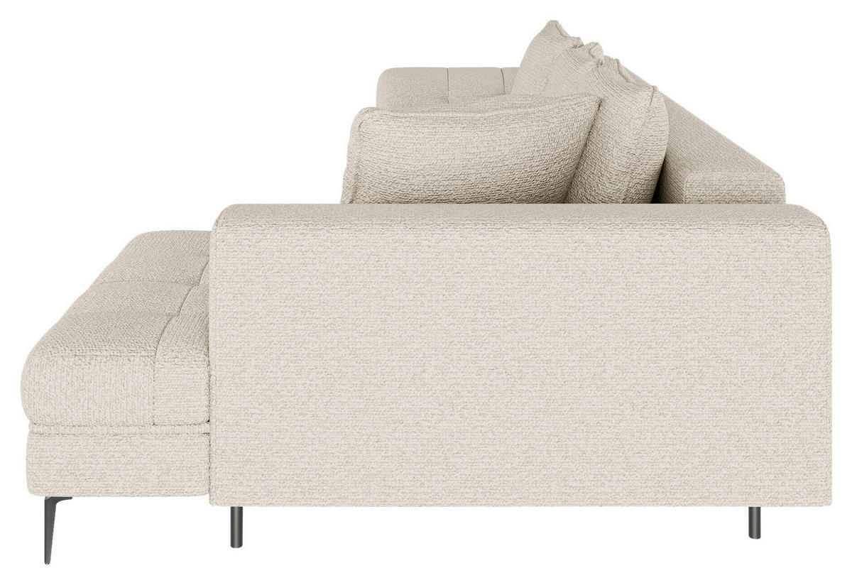ECKSOFA Beige Struktur, Bouclé  - Beige/Schwarz, Design, Textil (177/276cm) - MID.YOU