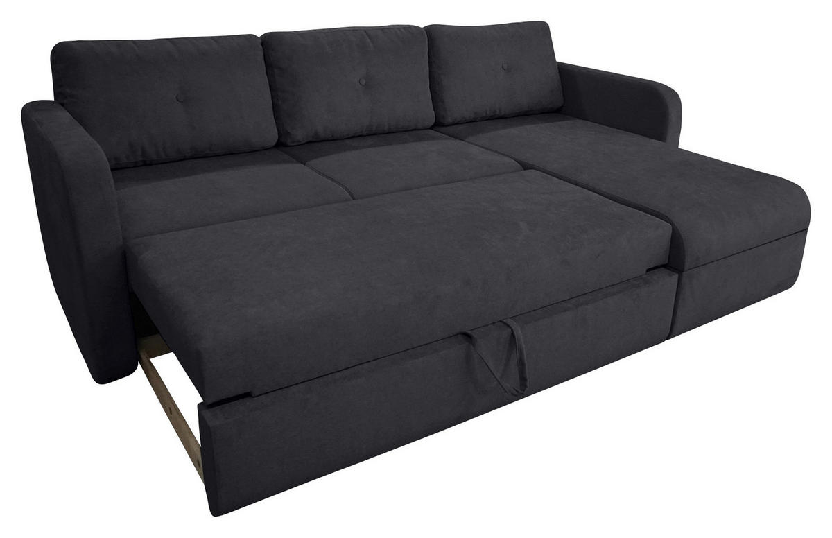 SEDEŽNA GARNITURA, žakar temno siva  - temno siva/črna, Trend, umetna masa/tekstil (214/144cm) - Livetastic