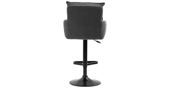 BARHOCKER Cord Anthrazit, Schwarz Eisen Stoffauswahl, Sitzfläche 360° drehbar, inklusive Armlehnen - Anthrazit/Schwarz, Design, Textil/Metall (54/98-120/58cm) - Novel